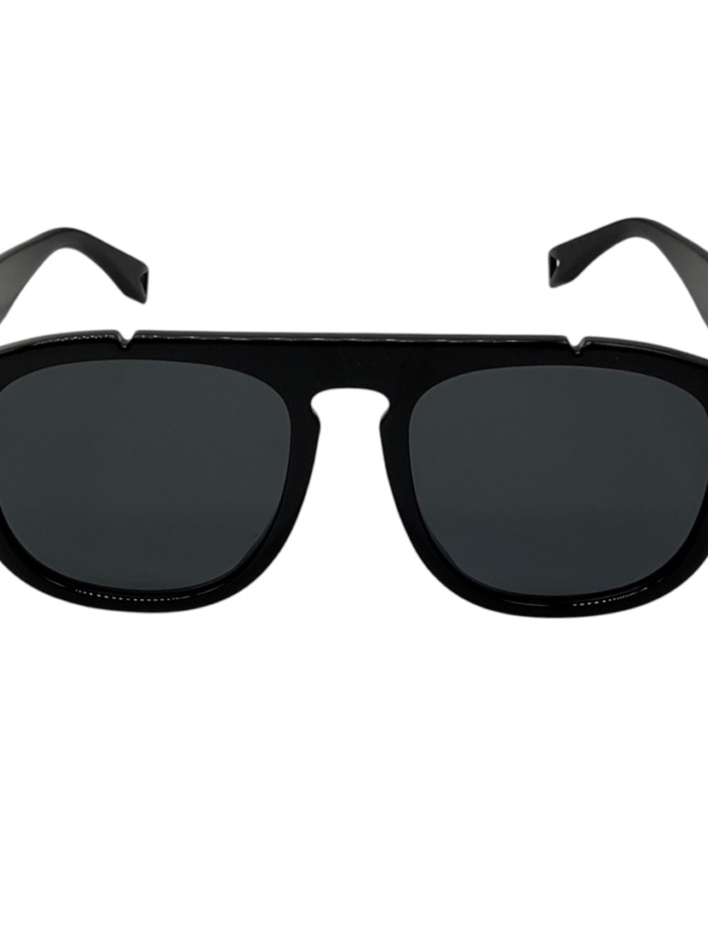 FENDI BLACK RECTANGLE ACETATE SUNGLASSES